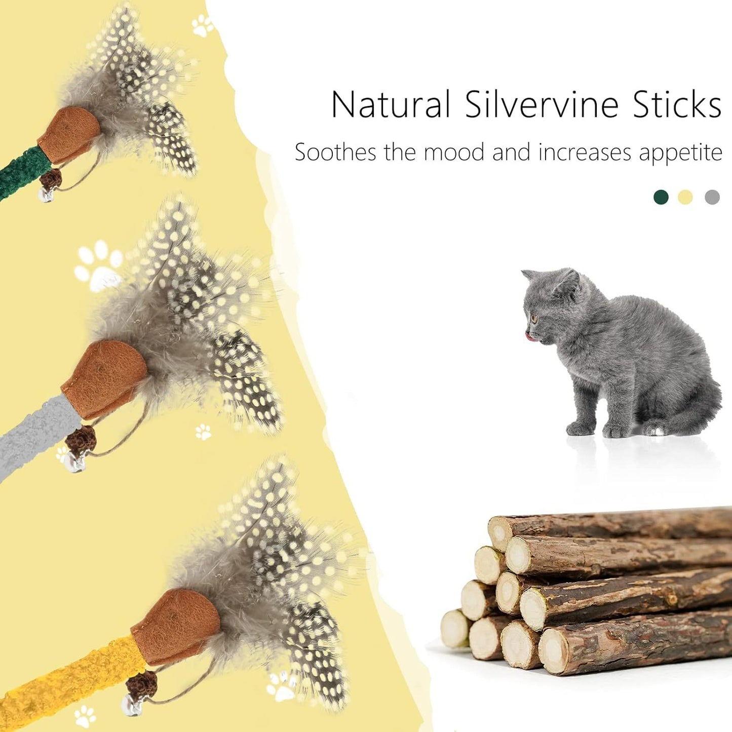 Catnip Feather Teasing Stick Interactive Cat Toy