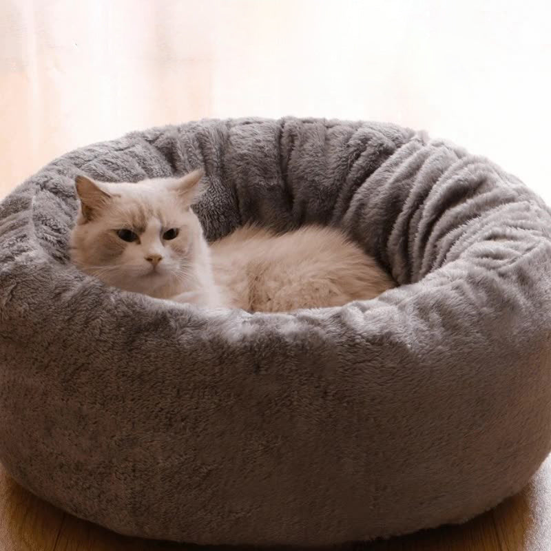 Plush Donut Bed for Cats and Small Dogs