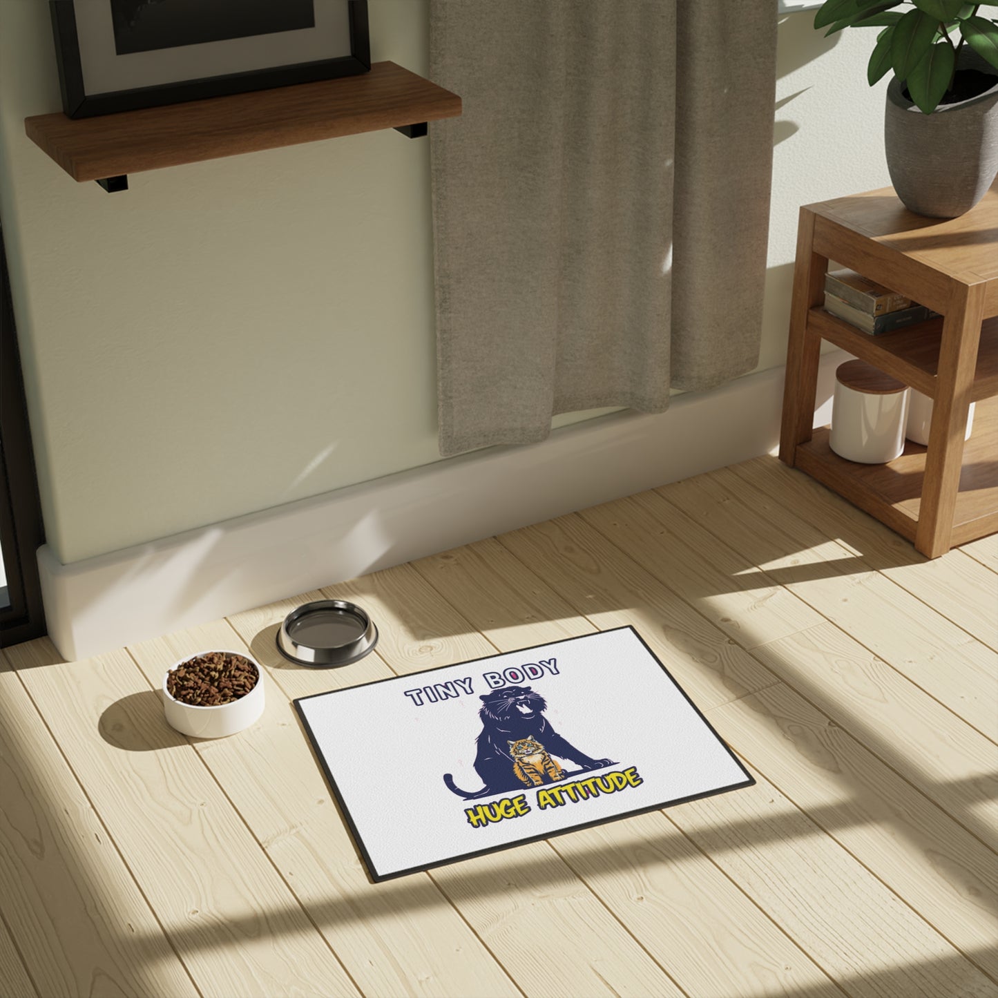 Tiny Body Huge Attitude Cat Meme Pet Mat