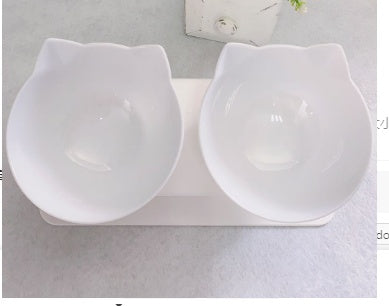 Non-Slip Elevated Double Cat Bowl with Stand Food & Water Feeder