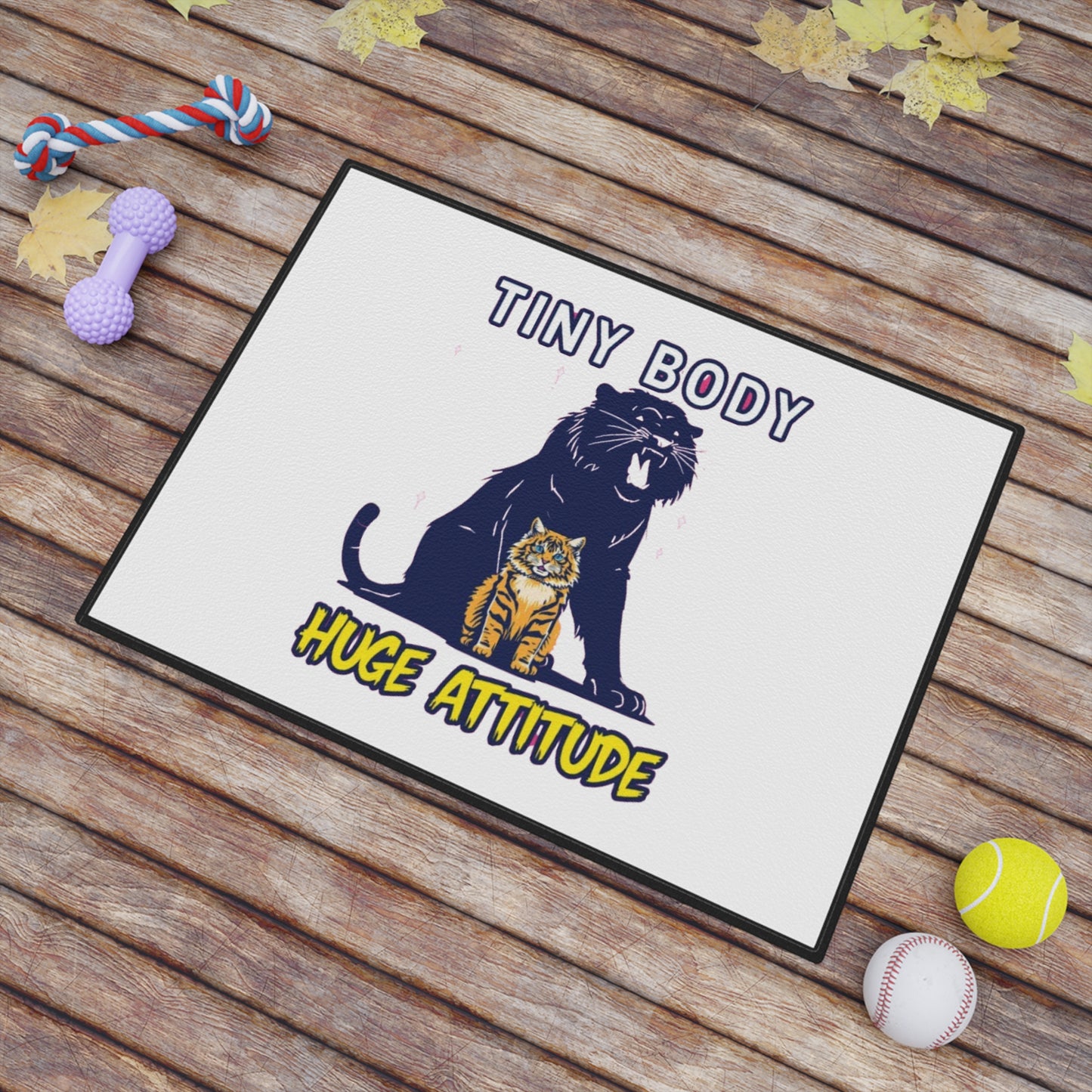 Tiny Body Huge Attitude Cat Meme Pet Mat