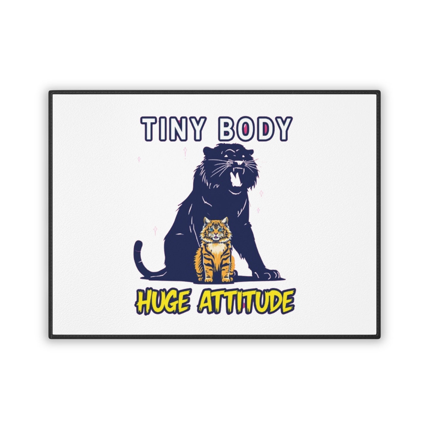 Tiny Body Huge Attitude Cat Meme Pet Mat