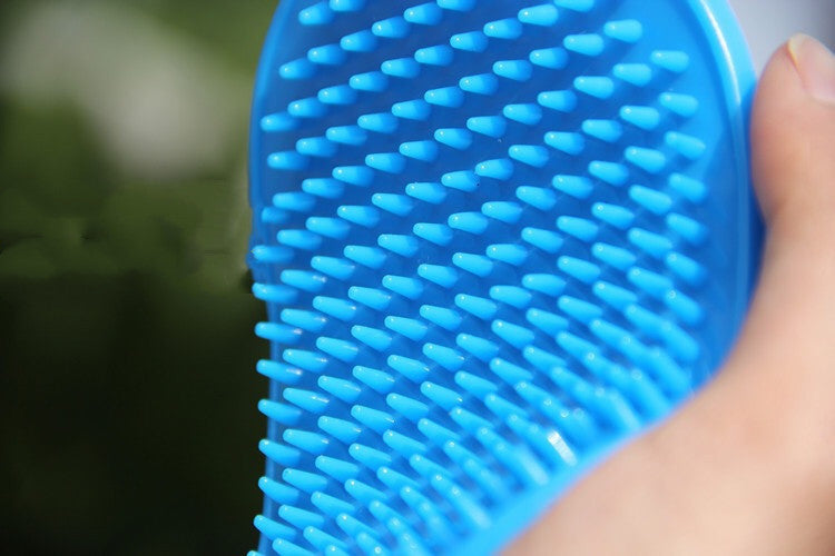 Rubber Pet Bath Brush Oval Grooming & Massage Brush for Cats and Dogs