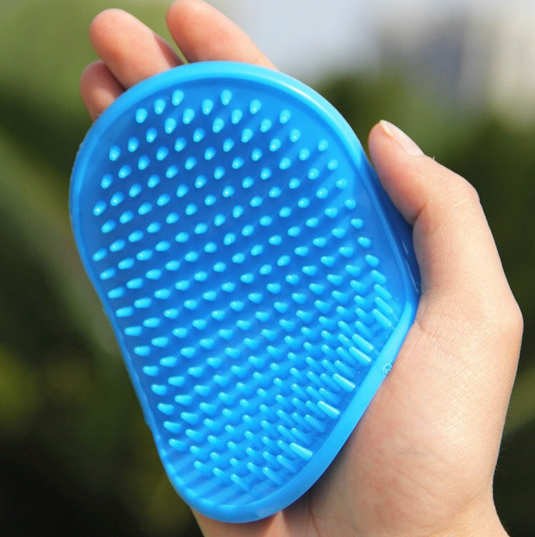 Rubber Pet Bath Brush Oval Grooming & Massage Brush for Cats and Dogs