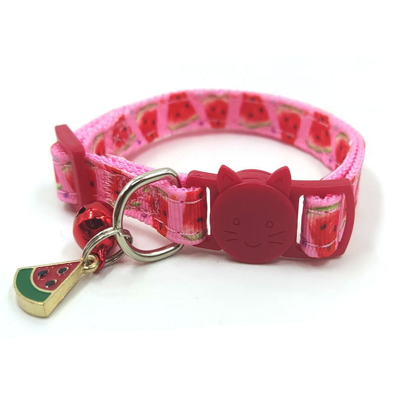 Pet Print Bell Cat Collar Adjustable Nylon Cat Strap