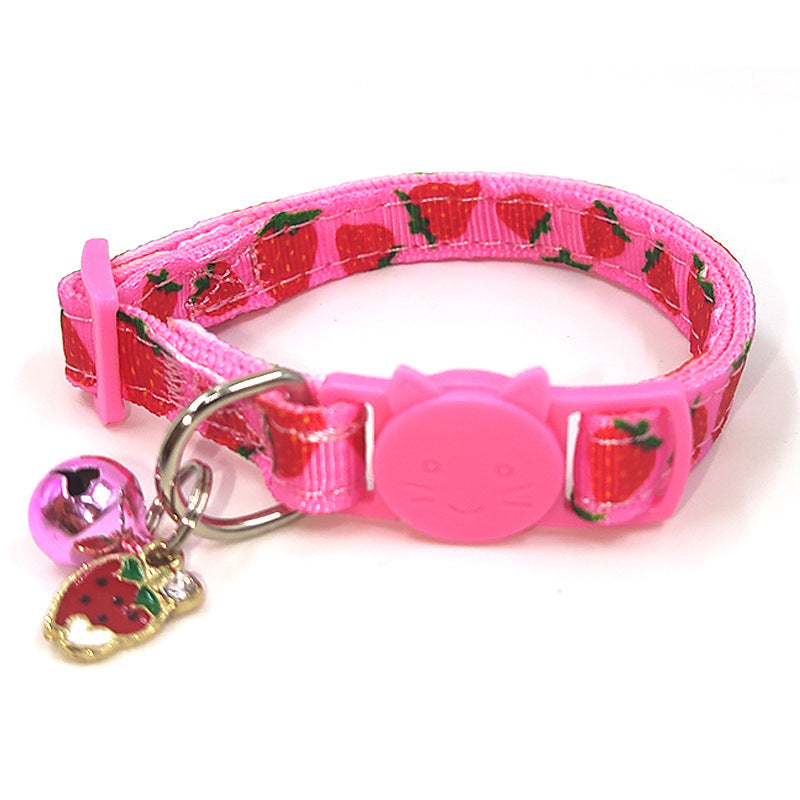 Pet Print Bell Cat Collar Adjustable Nylon Cat Strap