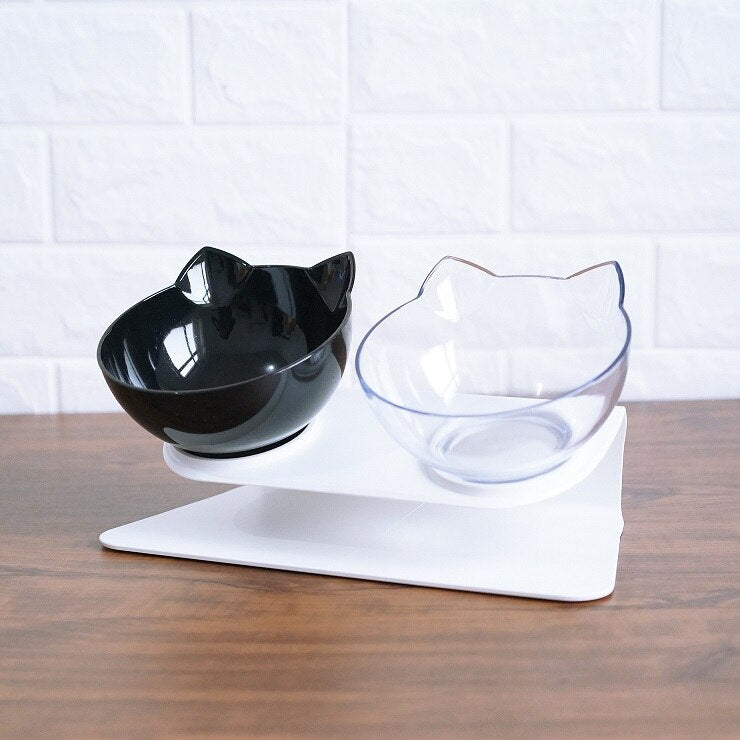 Non-Slip Elevated Double Cat Bowl with Stand Food & Water Feeder