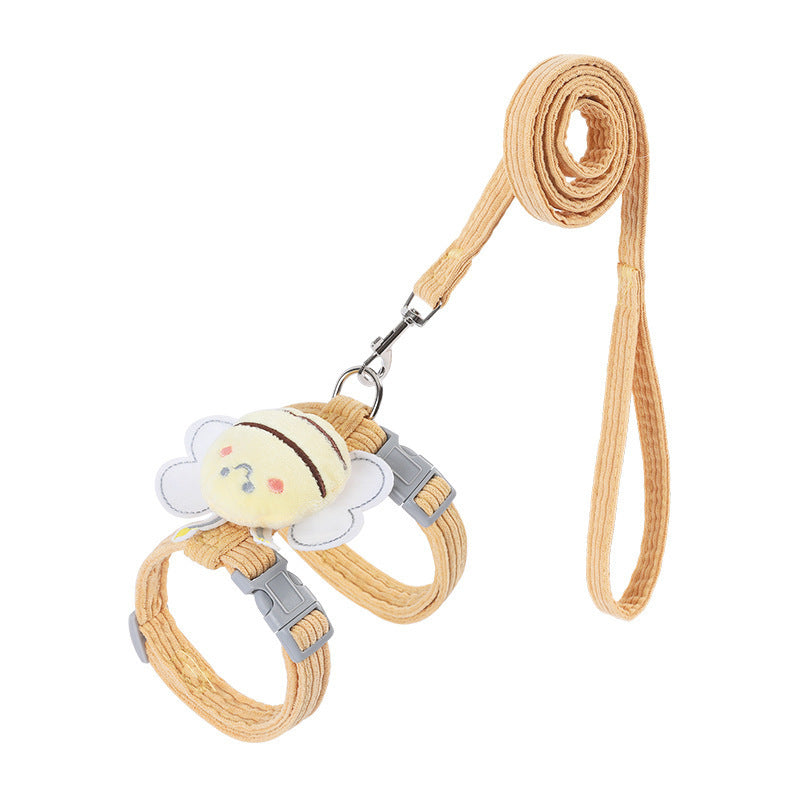 Cute Bee Plaid Adjustable Cat Harness & Leash