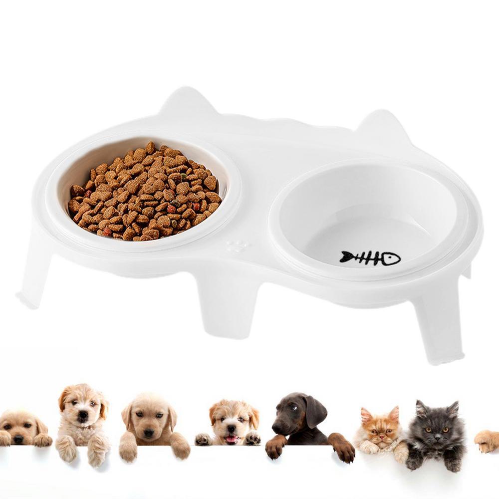 Elevated Tilted Cat Food & Water Bowl Ceramic Pet Feeding Set
