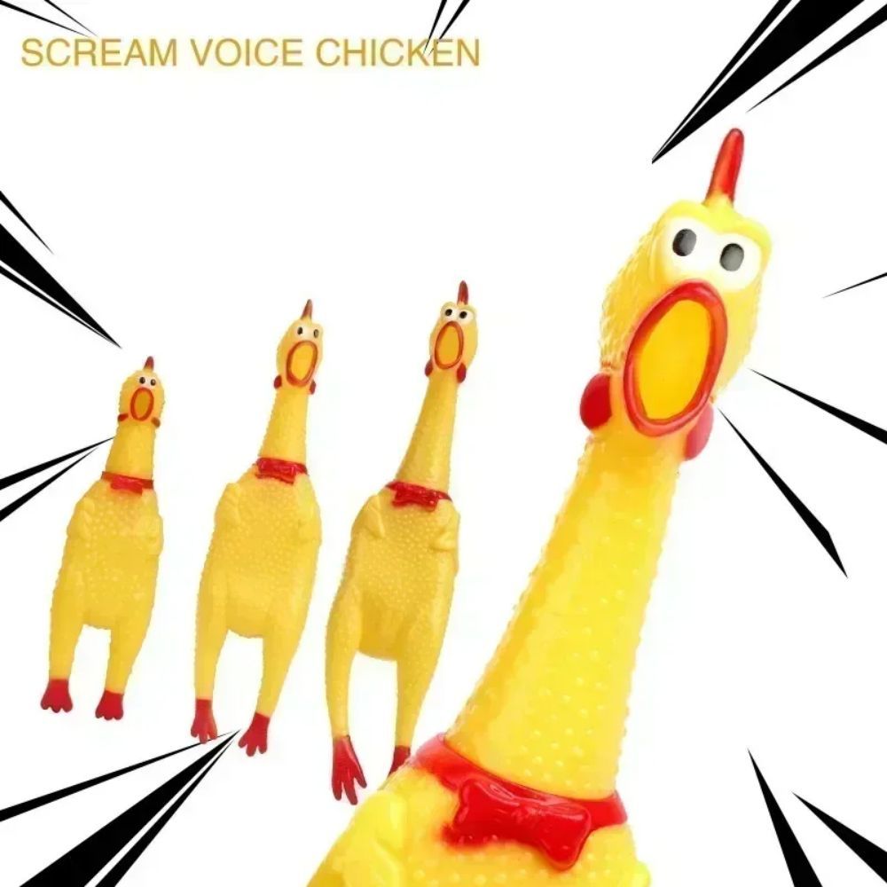 Screaming Rubber Chicken Dog Toy