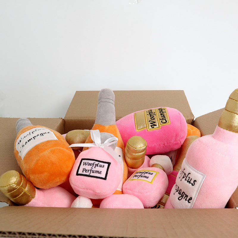 Wine & Perfume Bottle Plush Dog Toy