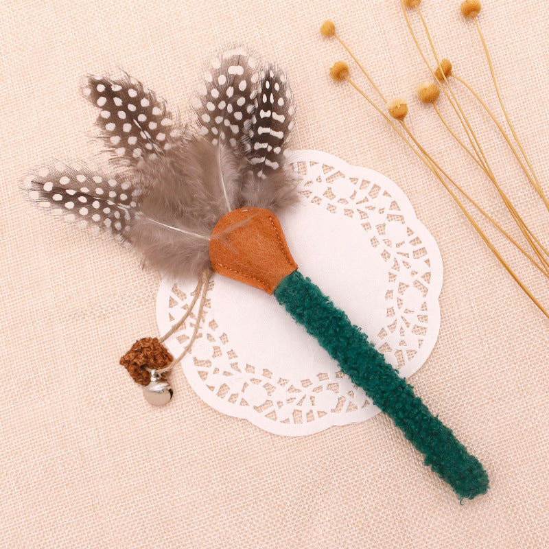 Catnip Feather Teasing Stick Interactive Cat Toy
