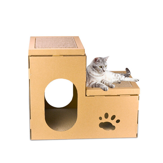 Double Ladder Cat House – DIY Cat Playground & Scratching Board