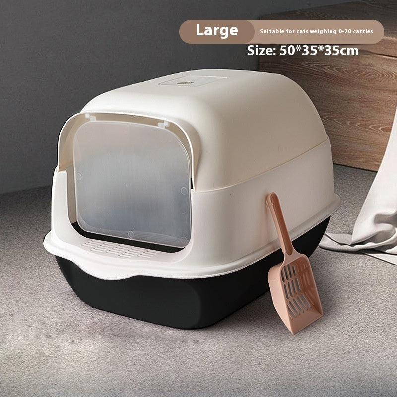 Fully Enclosed Cat Litter Box Splash-Proof, Easy-Clean Cat Toilet
