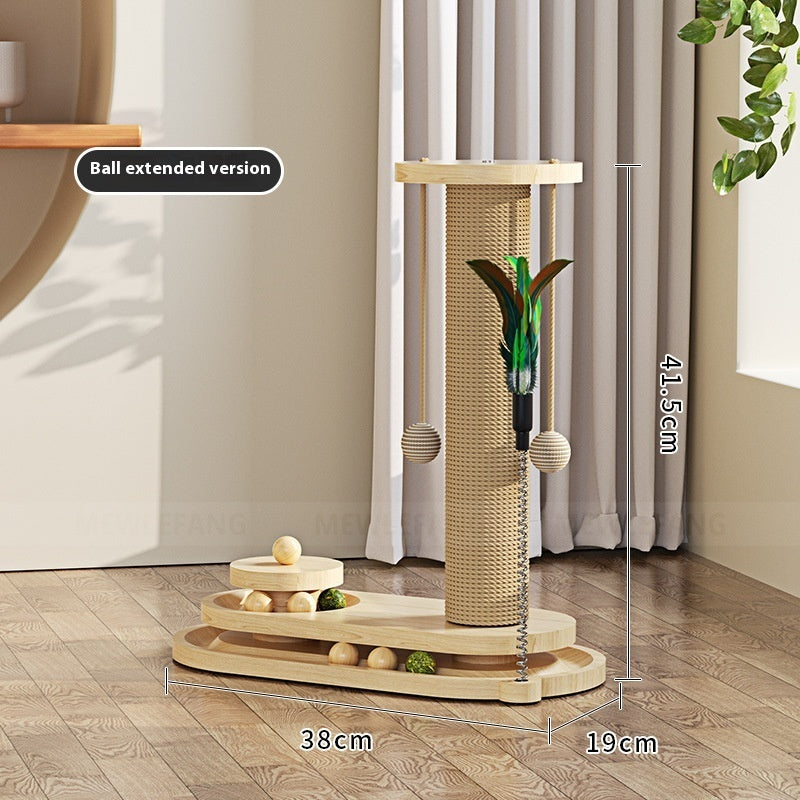 ToyTigris Solid Wood Cat Turntable Scratching Post