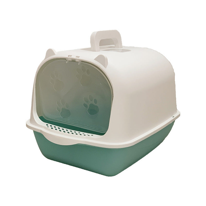 Oversized Splash-Proof Cat Litter Box Semi-Enclosed, Easy-Clean Design