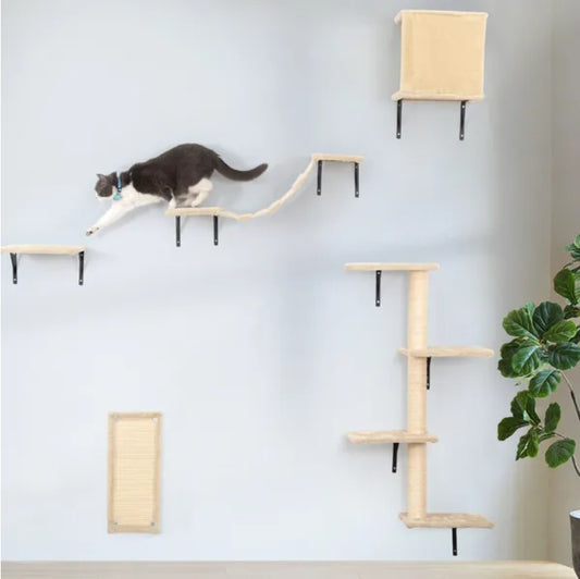 5-teiliges wandmontiertes Katzenkletterset