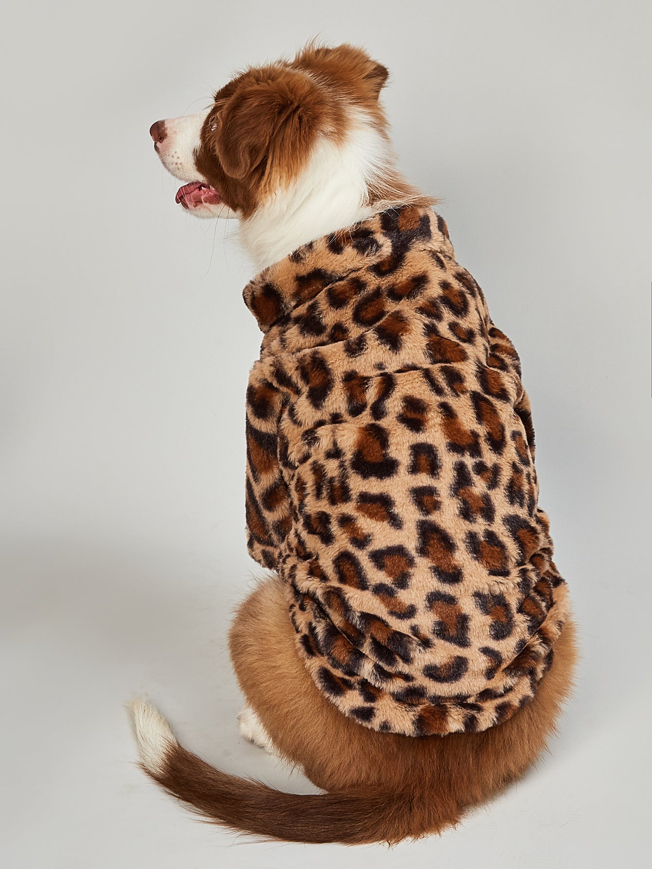 Warm Leopard Print Dog Jacket – Acrylic Pet Coat