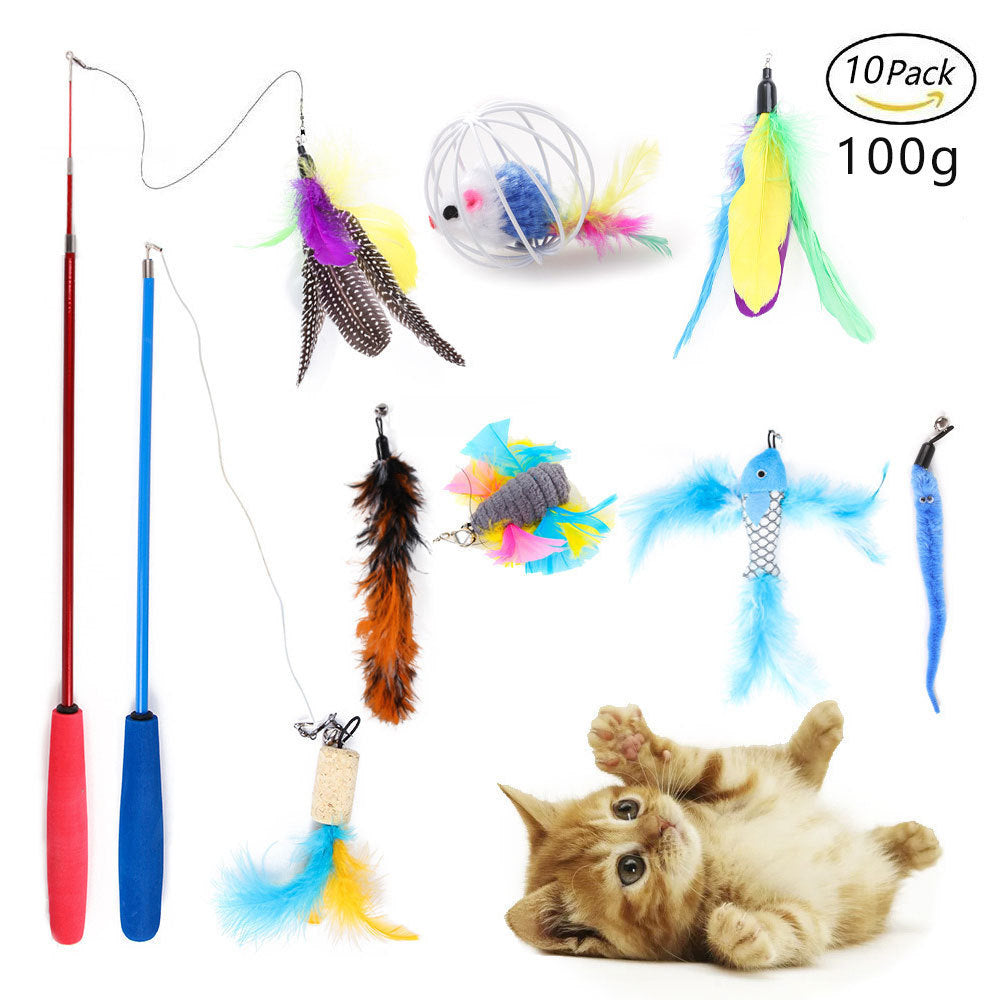 Variety Pack of Cat Toys Plush, Feather & Interactive Play Set