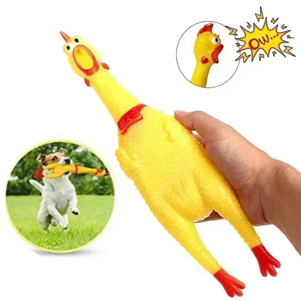 Screaming Rubber Chicken Dog Toy