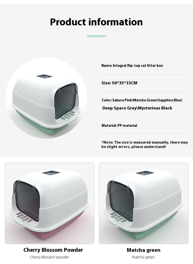 Fully Enclosed Cat Litter Box Splash-Proof, Easy-Clean Cat Toilet
