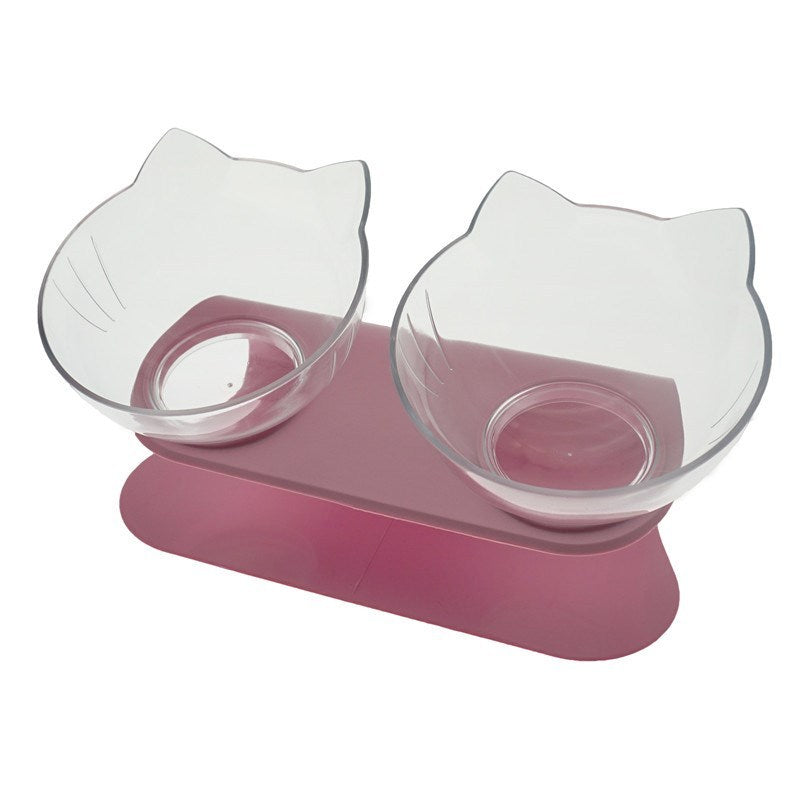 Non-Slip Elevated Double Cat Bowl with Stand Food & Water Feeder
