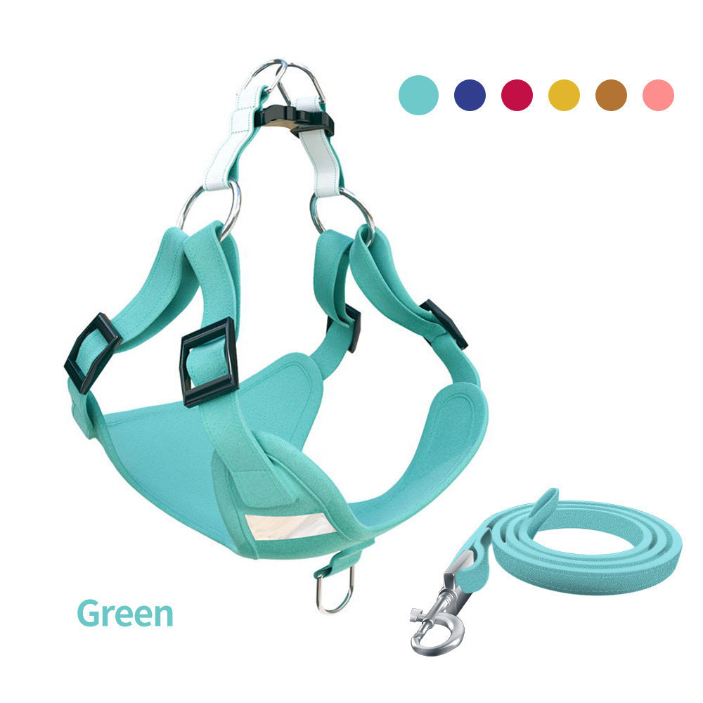 Reflective LED Dog Harness & Leash Vest – No-Pull Adjustable Chest Strap Set