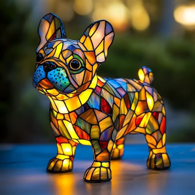 Dog Lamp Resin Craft Decor - Colorful Canine Lights
