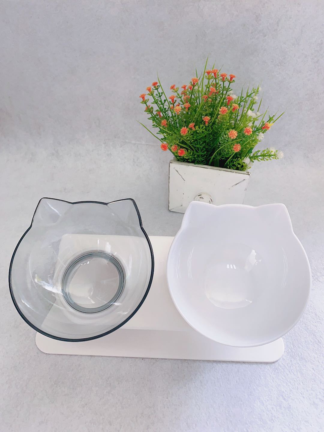 Non-Slip Elevated Double Cat Bowl with Stand Food & Water Feeder