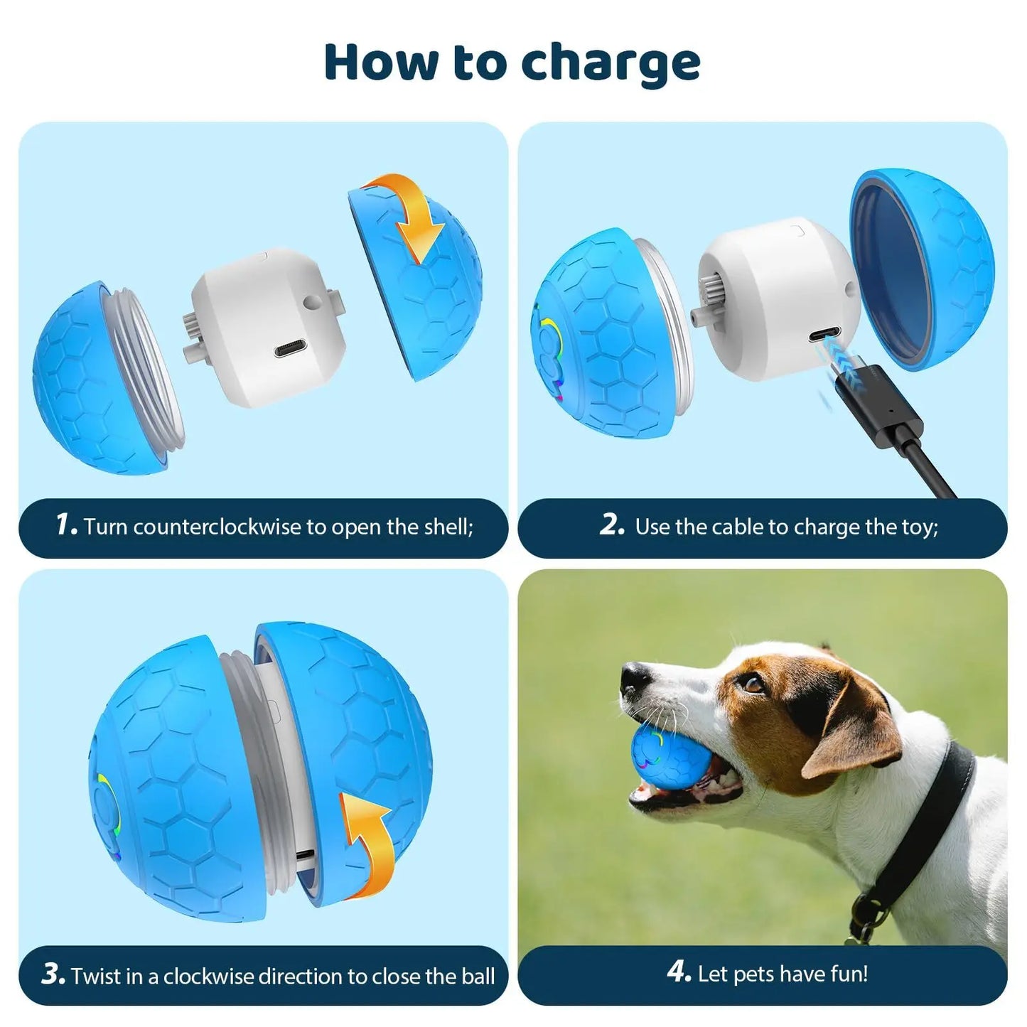 Smart Dog Toy Ball With RGB Lights