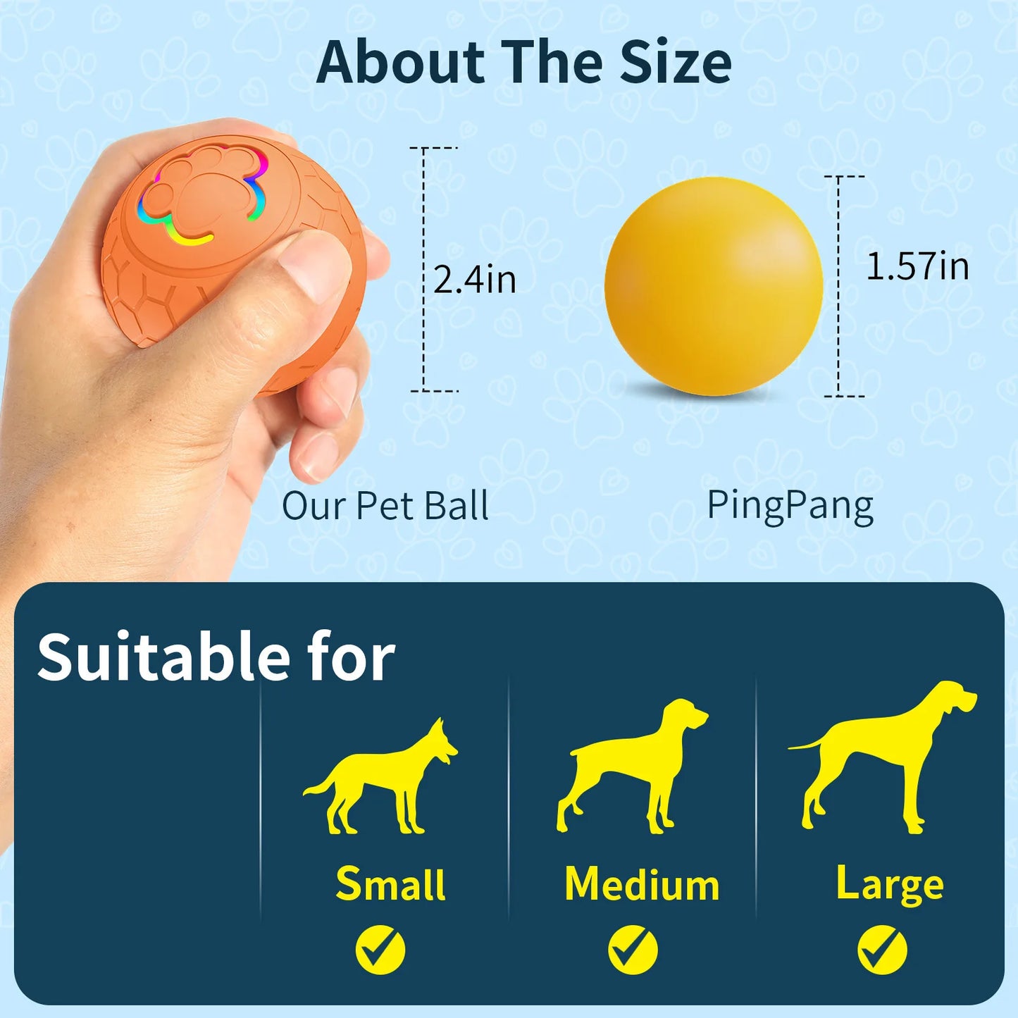 Smart Dog Toy Ball With RGB Lights