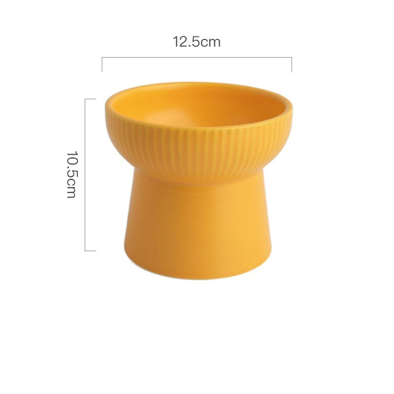 Elevated Ceramic Cat Bowl with High Foot and Neck Protection