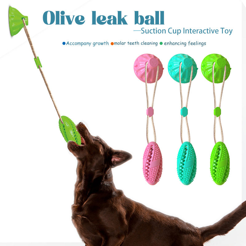 Suction Cup Pull Rope Leaking Pet Toy Ball Tpr Molar Teeth Cleaning Vent Ball Dog Toy Ball