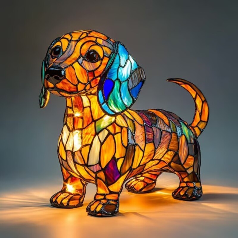 Dog Lamp Resin Craft Decor - Colorful Canine Lights