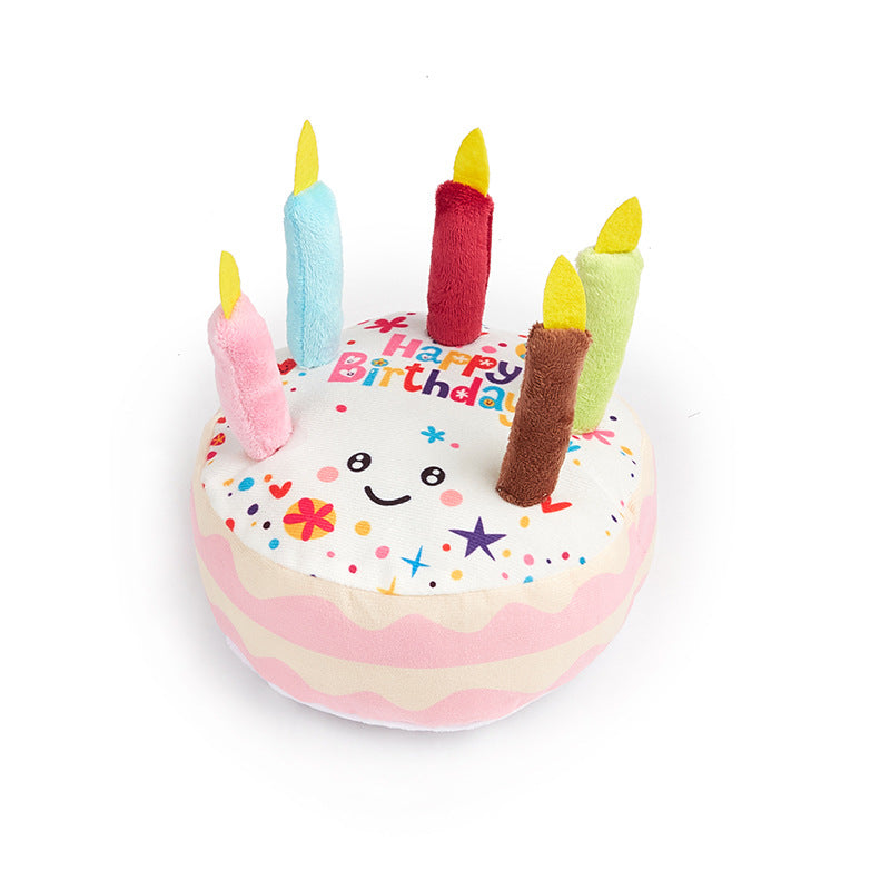 Plush Birthday Cake Dog Toy