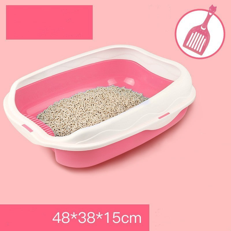 Oversized Splash-Proof Cat Litter Box Semi-Enclosed, Easy-Clean Design