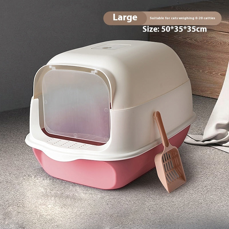 Fully Enclosed Cat Litter Box Splash-Proof, Easy-Clean Cat Toilet