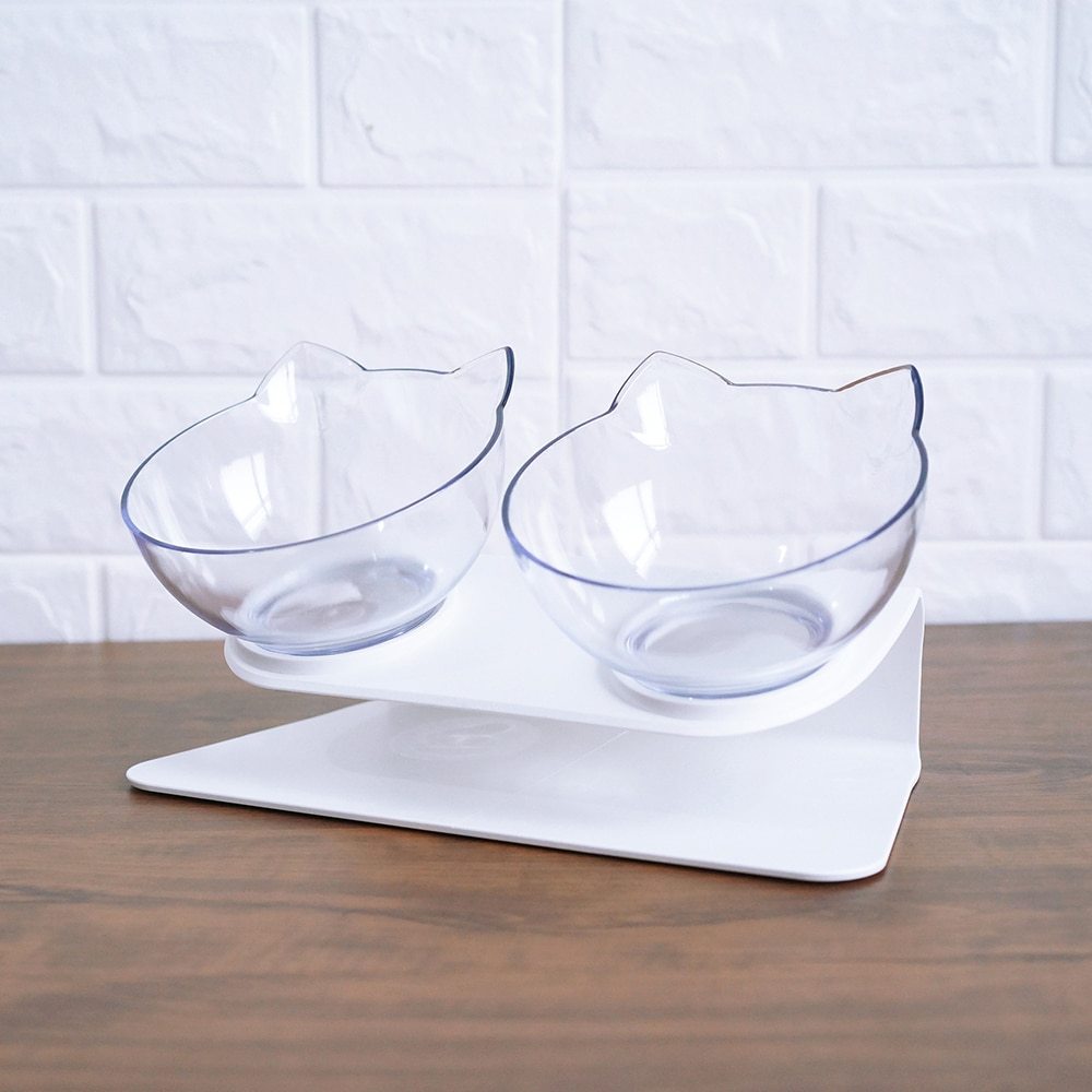 Non-Slip Elevated Double Cat Bowl with Stand Food & Water Feeder