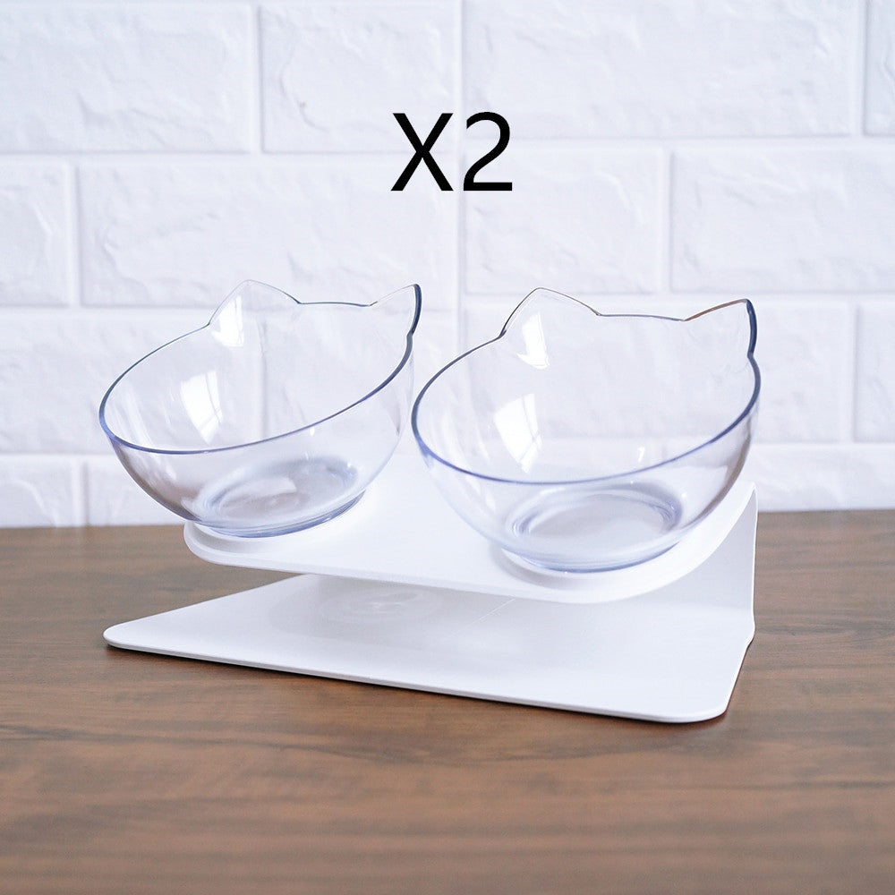 Non-Slip Elevated Double Cat Bowl with Stand Food & Water Feeder