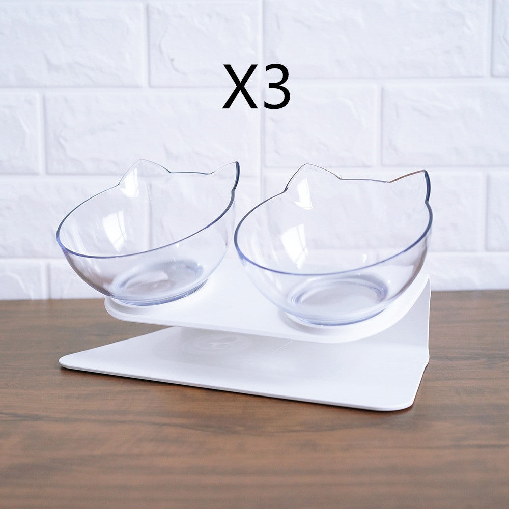 Non-Slip Elevated Double Cat Bowl with Stand Food & Water Feeder