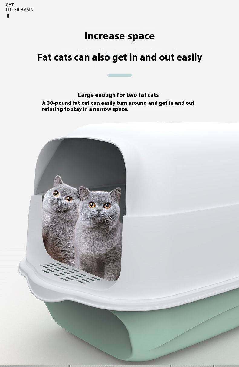 Fully Enclosed Cat Litter Box Splash-Proof, Easy-Clean Cat Toilet