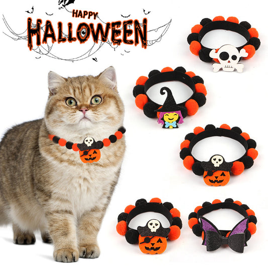 Halloween Haustier Fellball-Halsband Kürbis-Accessoires