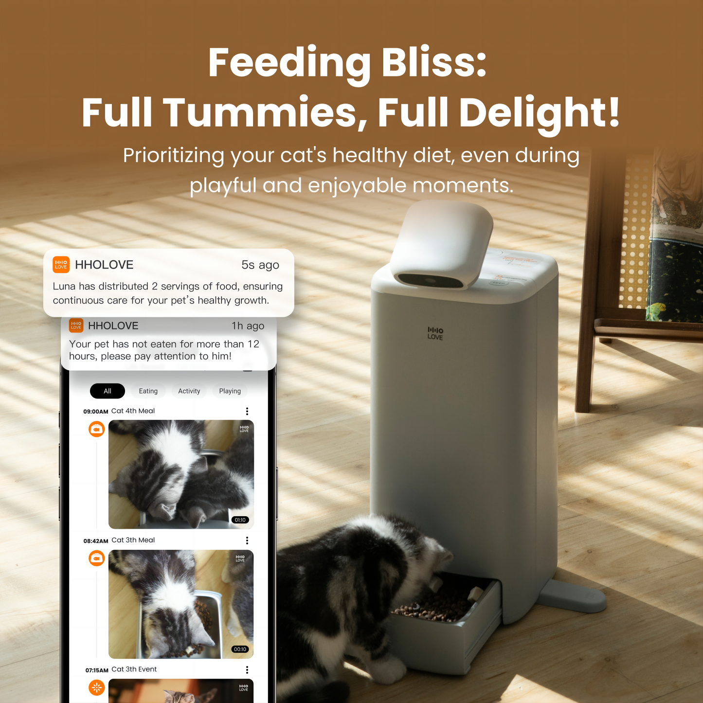 Smart Automatic Cat Feeder 1080P HD Camera, Two-Way Audio & Portion Control