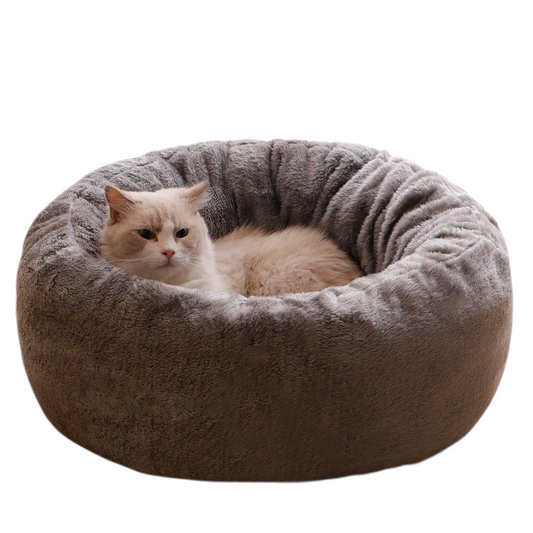 Plush Donut Bed for Cats and Small Dogs