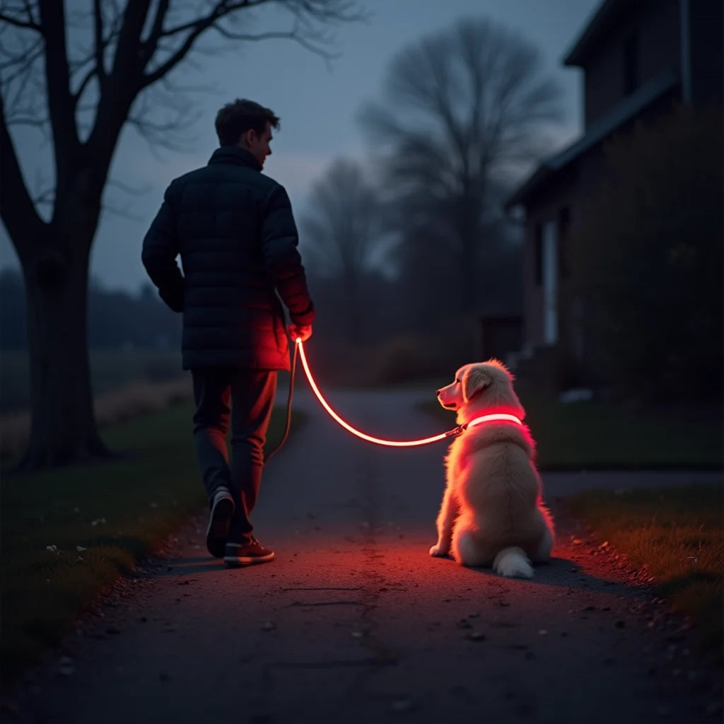 Retractable Dog Leash With LED Light - Turvallisemmat iltalenkit kelatalutin LED valolla koiralle