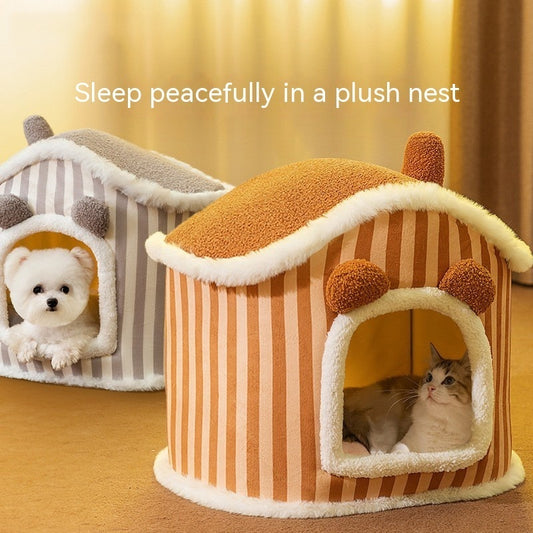 Autumn & Winter Warm Cat Bed Cozy Closed Cat Kennel