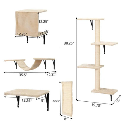 5 Pcs Wall Mounted Cat Climber Set