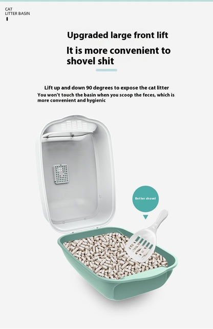 Fully Enclosed Cat Litter Box Splash-Proof, Easy-Clean Cat Toilet