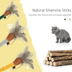 Catnip Feather Teasing Stick Toy