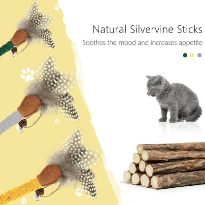 Catnip Feather Teasing Stick Interactive Cat Toy